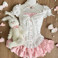 Top And Pink Plaid Tiered Skirt