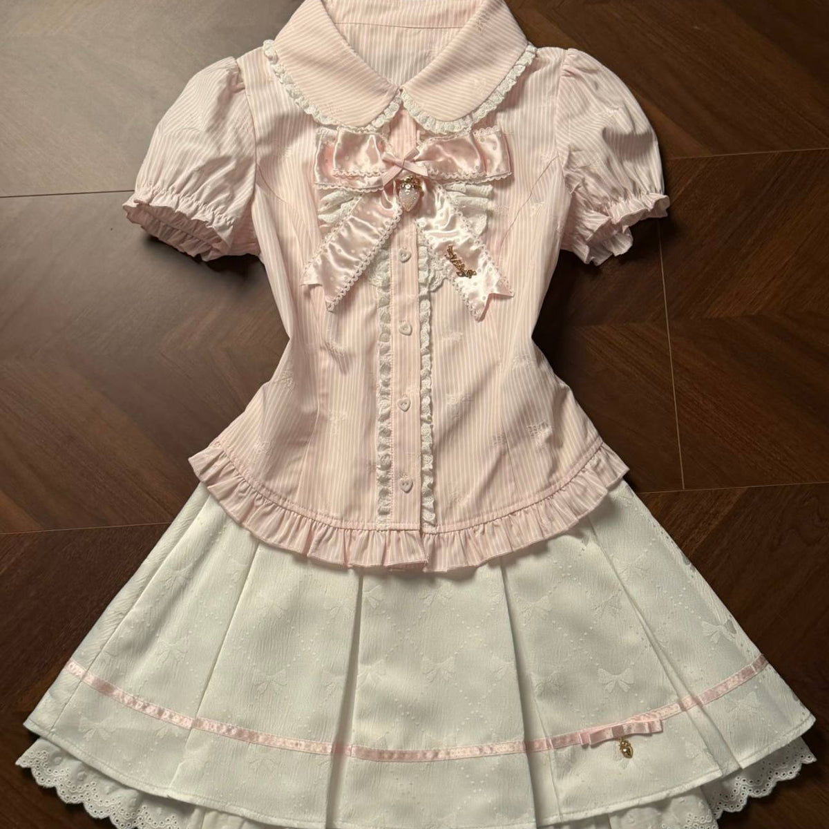 White Ruffle Blouse Mini Skirt