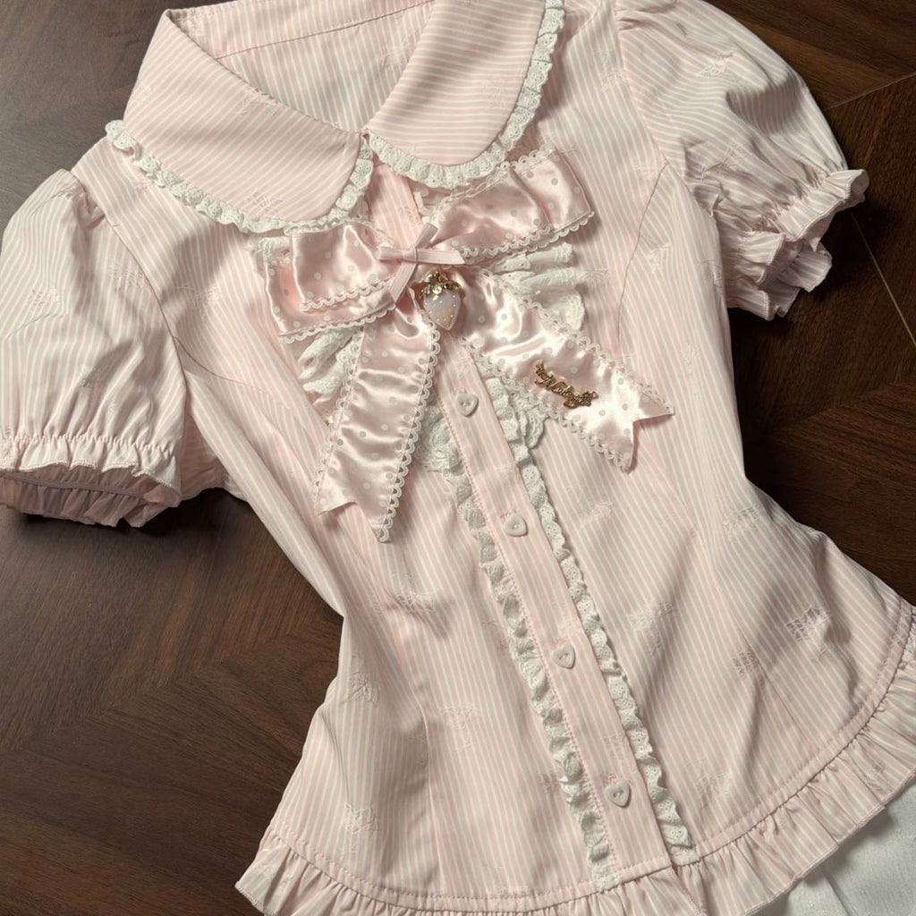 White Ruffle Blouse Mini Skirt