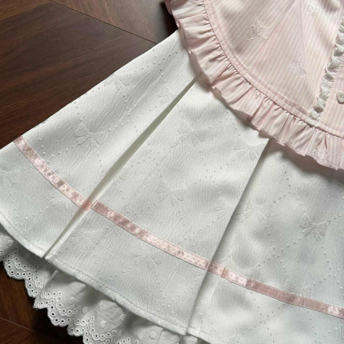 White Ruffle Blouse Mini Skirt