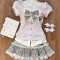 Bow-tie Top With Ruffled Gray Skirt