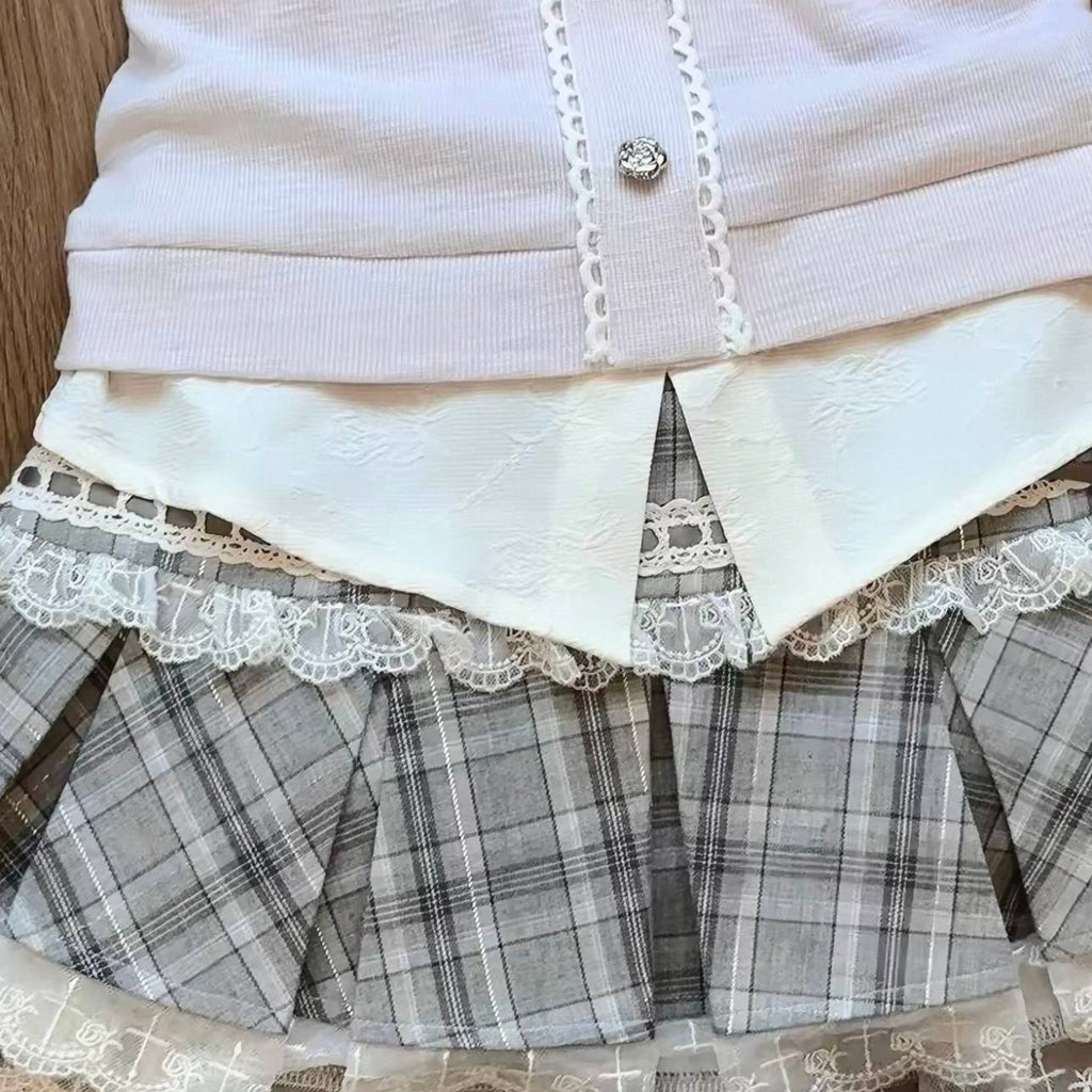Bow-tie Top With Ruffled Gray Skirt