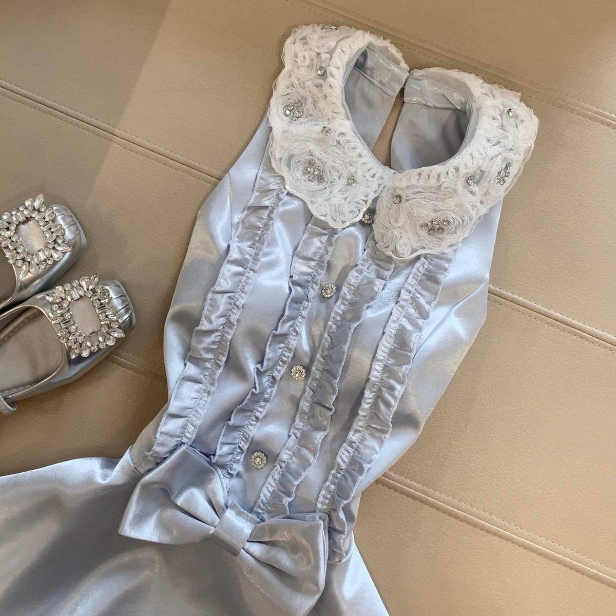 Embroidered And Rhinestone-studded