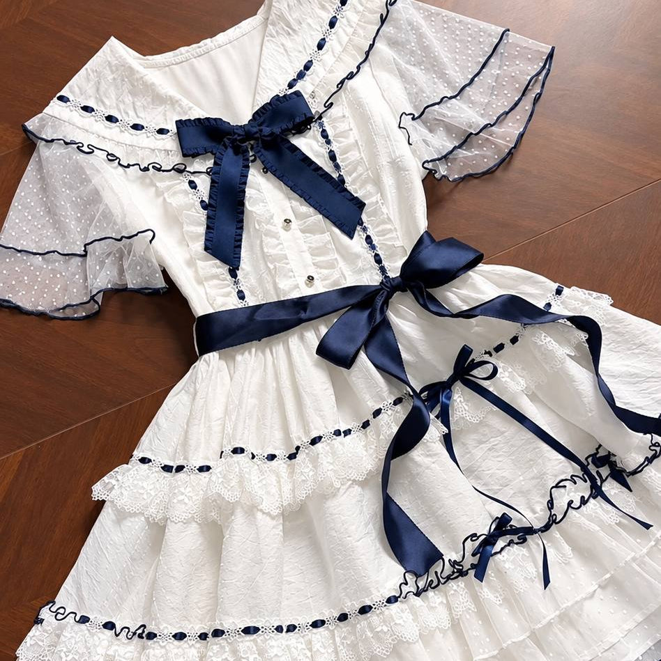 Navy Blue Lead-bird Embroidered