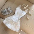 Bow-tie Off-shoulder Sleeveless Lace-panel