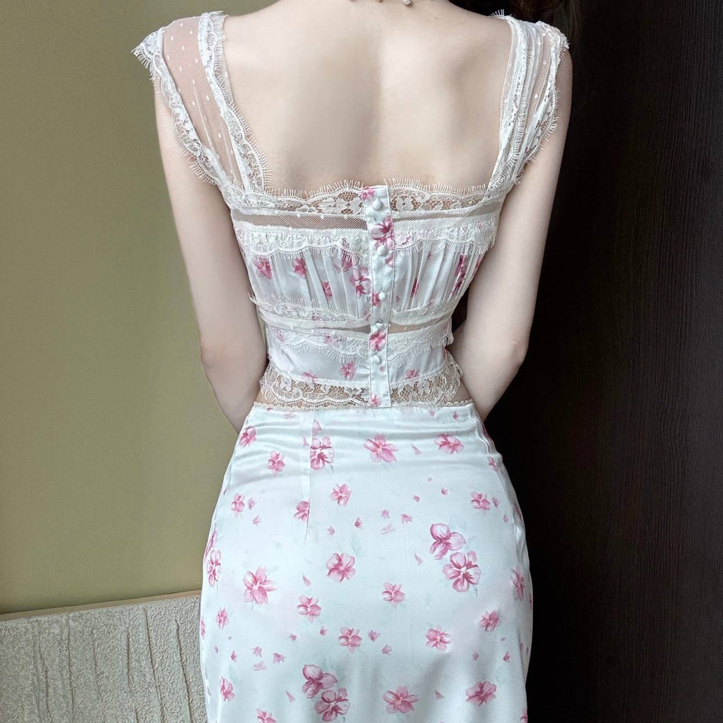 Polka Dot Floral Mesh Lace