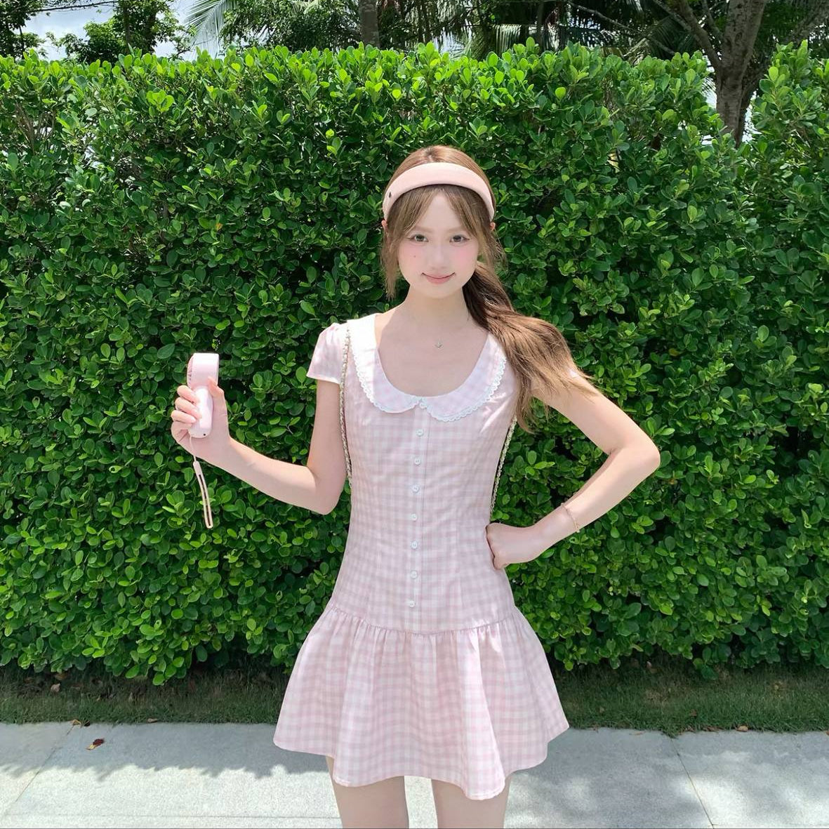 Preppy-style Doll-collar Plaid Dress