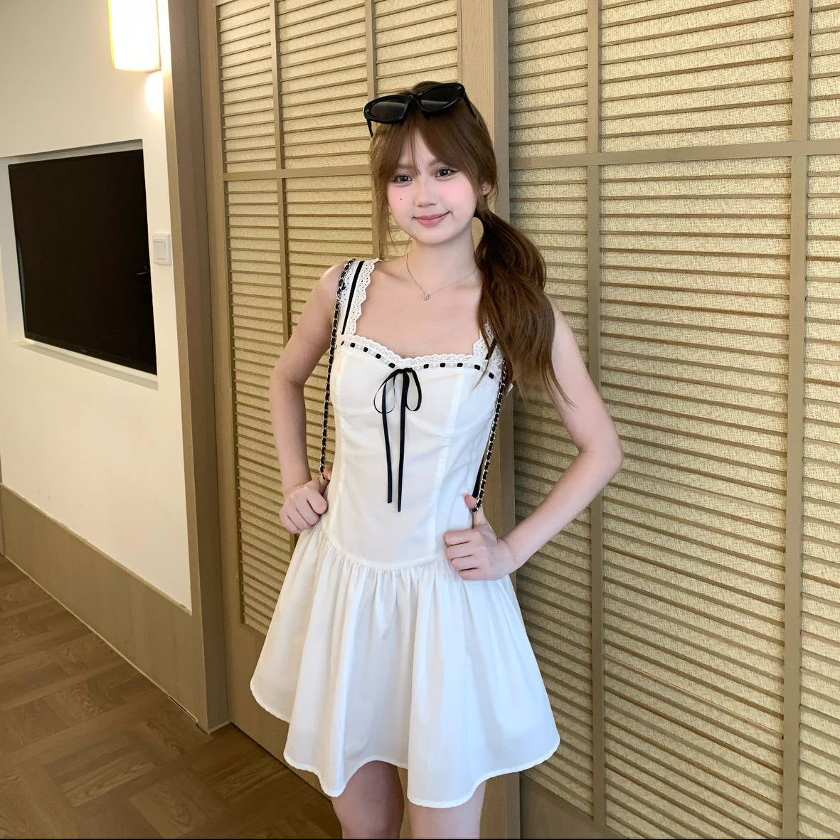 Girl's Tencel Slip Dress With A Bow Detail