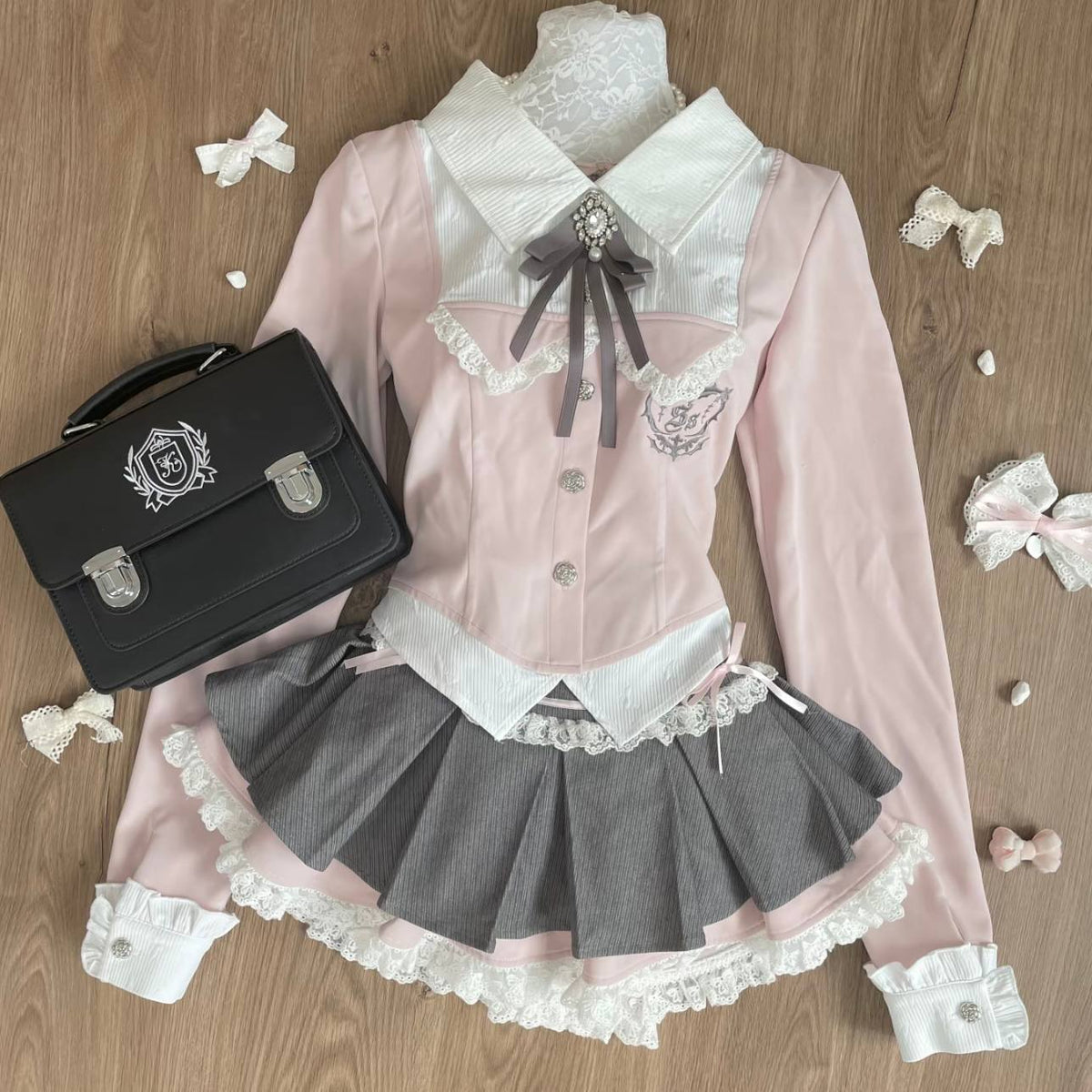 Shirt And Pleated Skirt Two-piece Set