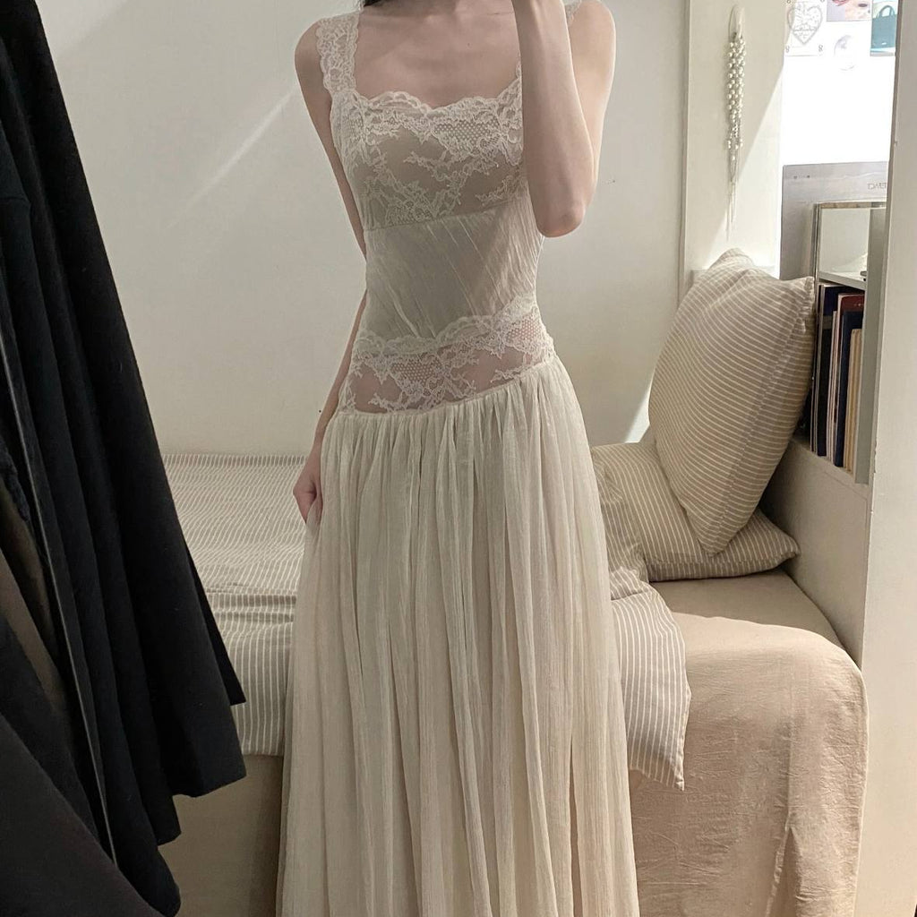 White Lace-strapped dress