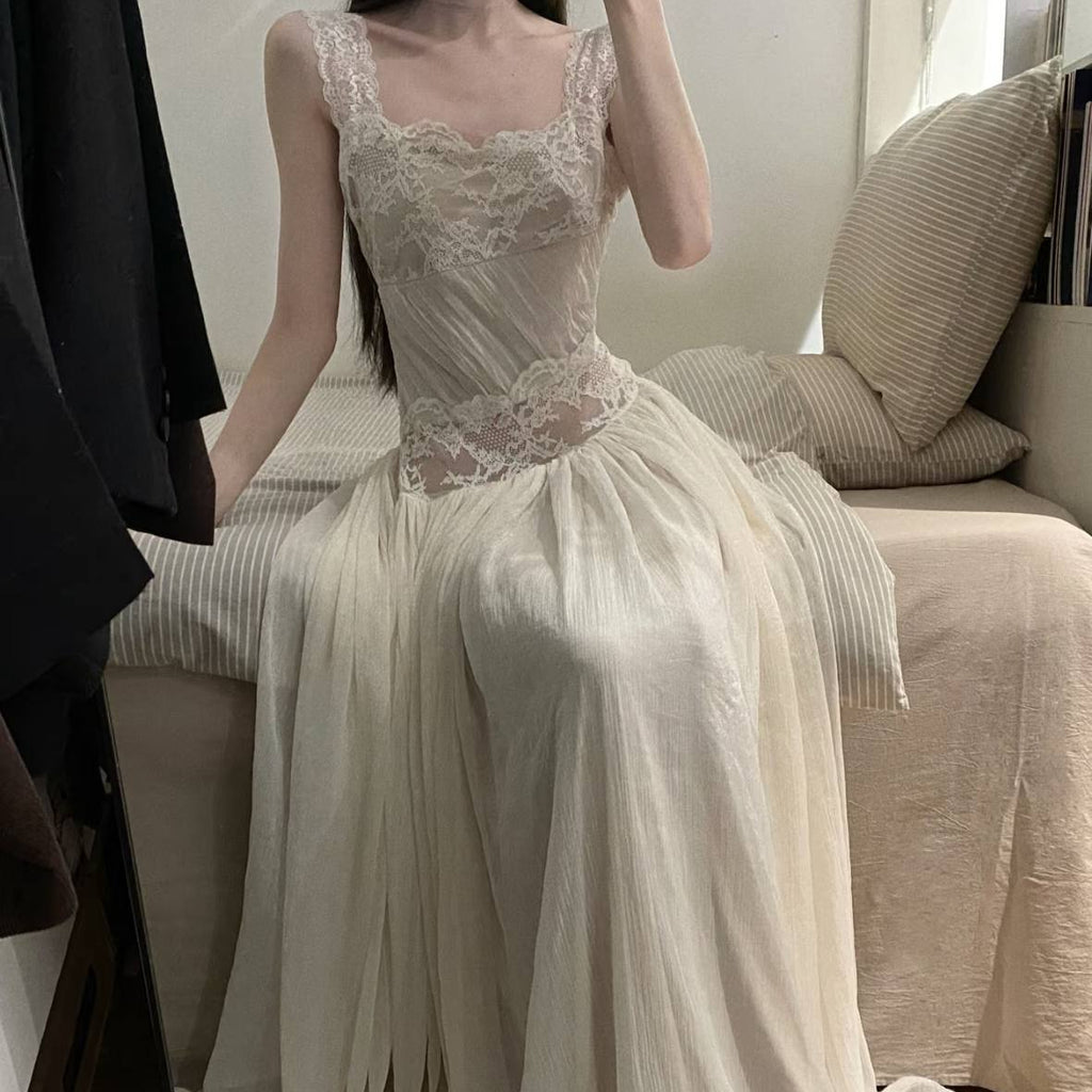 White Lace-strapped dress