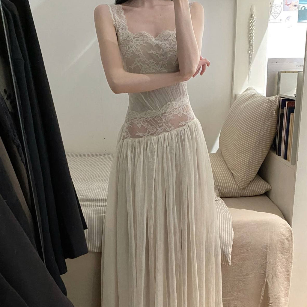 White Lace-strapped dress