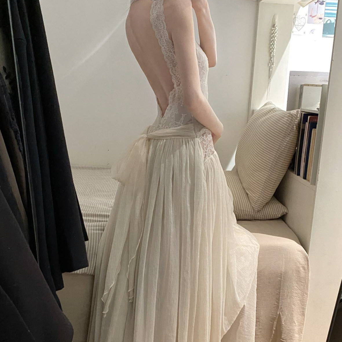 White Lace-strapped dress