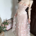 Top And Mesh Half-skirt Set