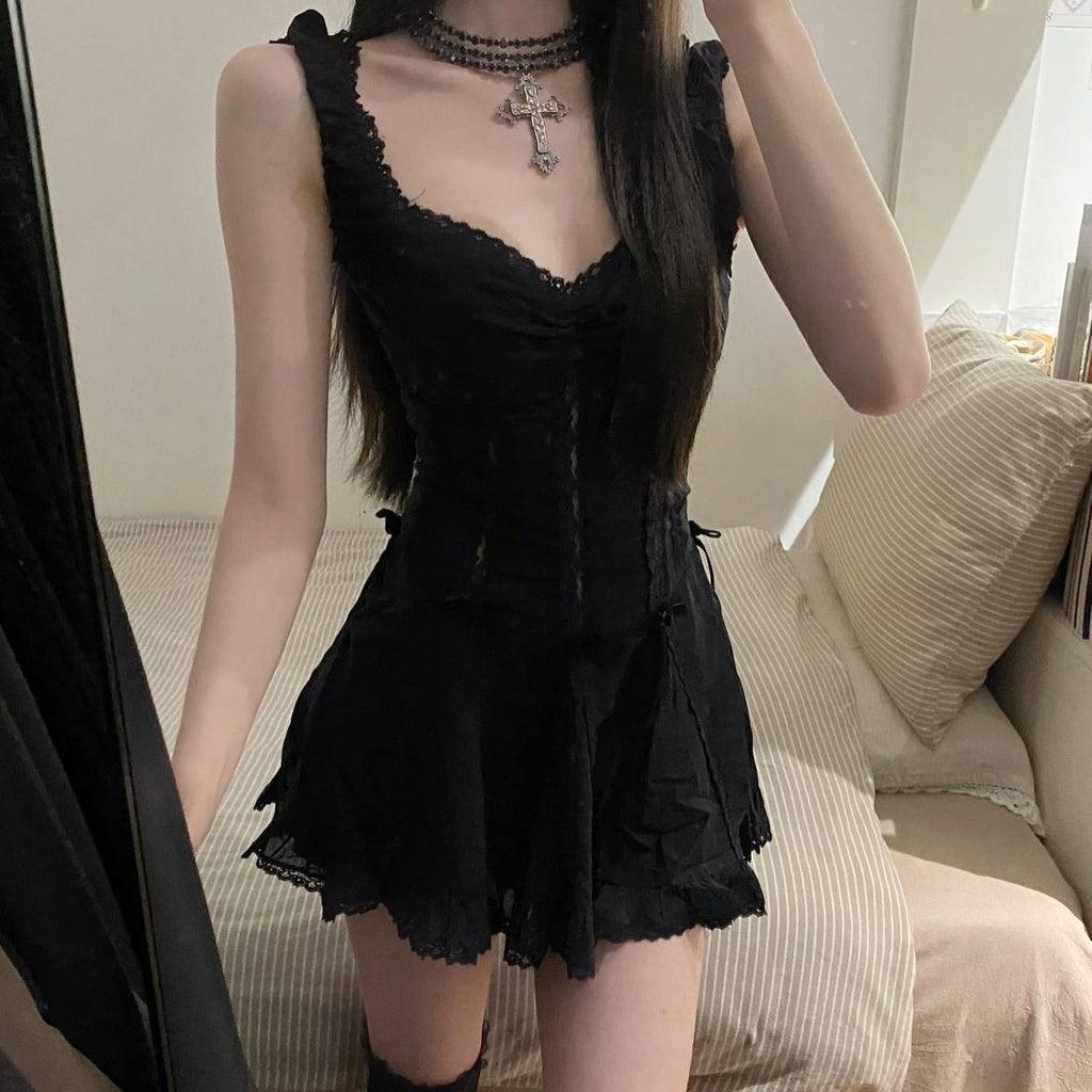 Black Lace-trimmed Dress