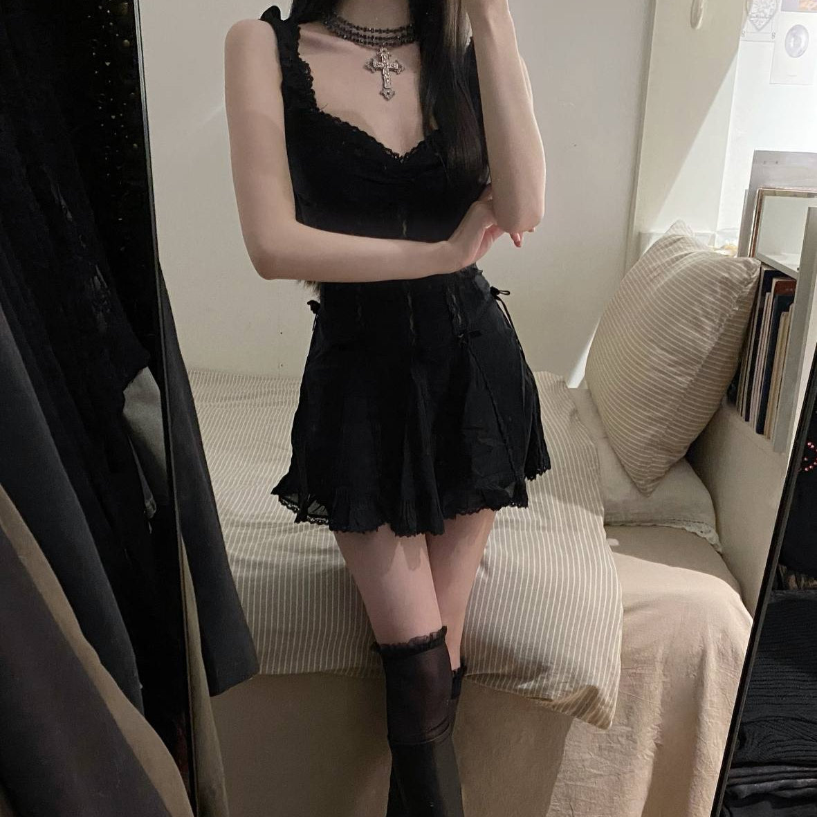 Black Lace-trimmed Dress