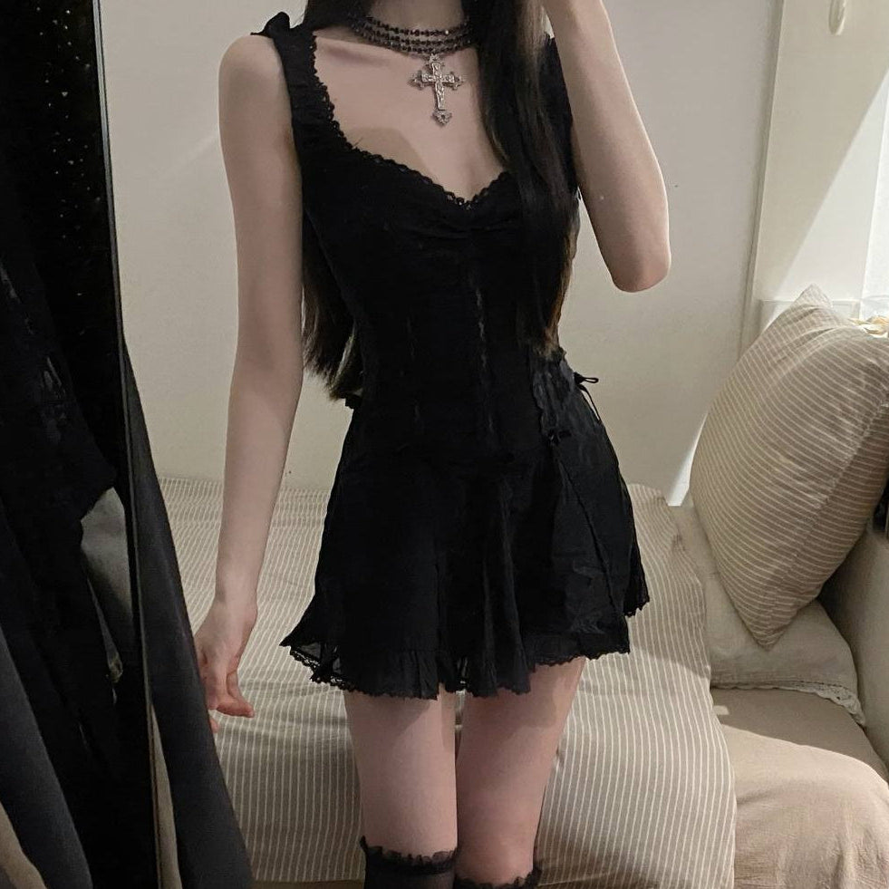 Black Lace-trimmed Dress