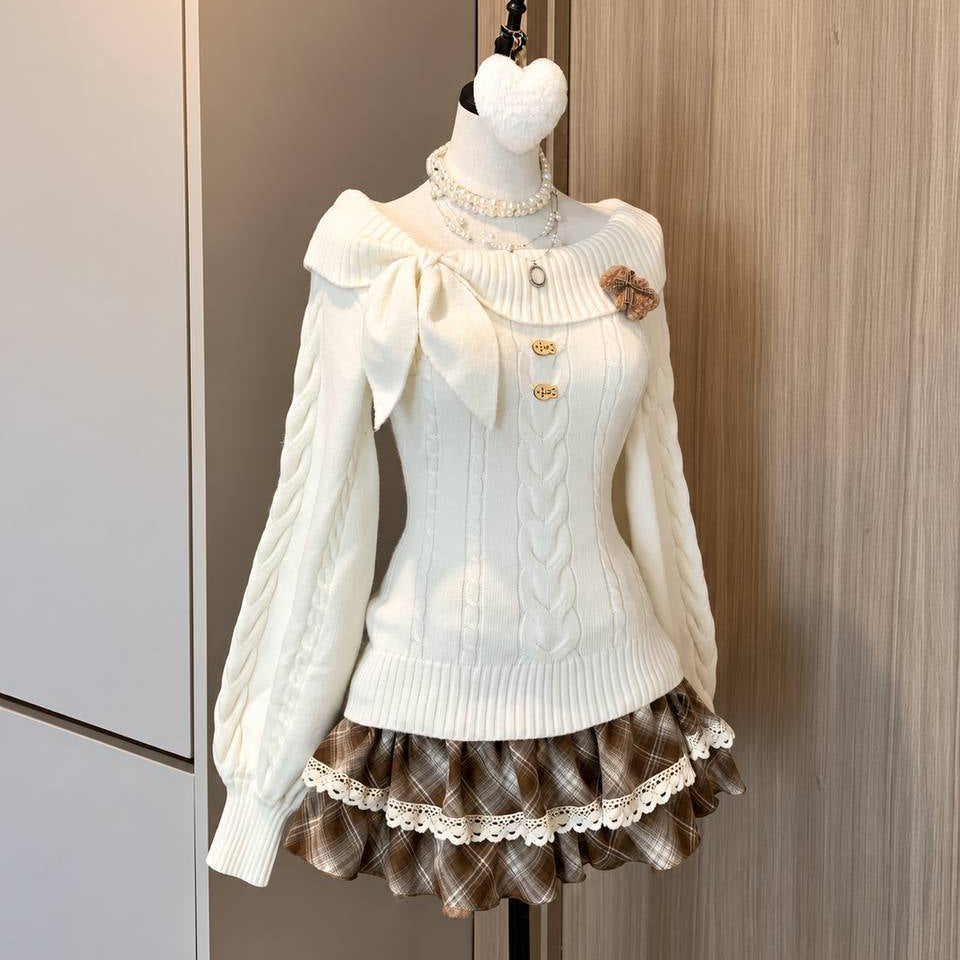 Off-shoulder Long-sleeve Sweater
