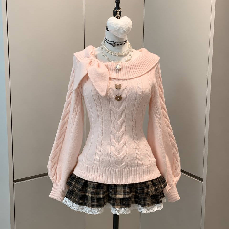 Off-shoulder Long-sleeve Sweater